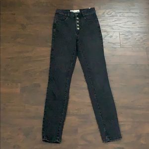 Garage Black 5 button high rise skinny jeans